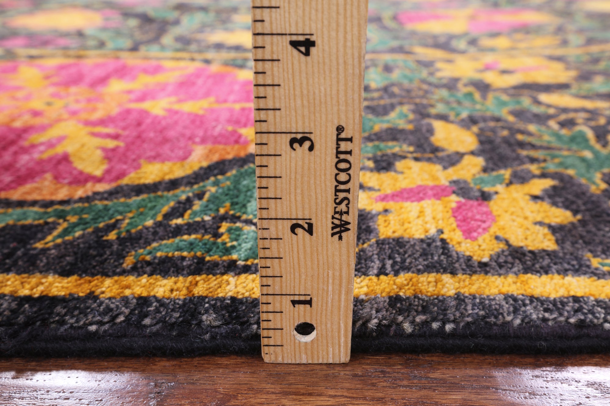 Black William Morris Hand Knotted Wool Area Rug - 8' 1" X 10' 7" - Golden Nile