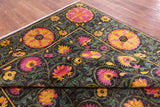 Black William Morris Hand Knotted Wool Area Rug - 8' 1" X 10' 7" - Golden Nile