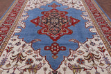 Blue Fine Serapi Hand Knotted Wool Rug - 8' 10" X 11' 9" - Golden Nile