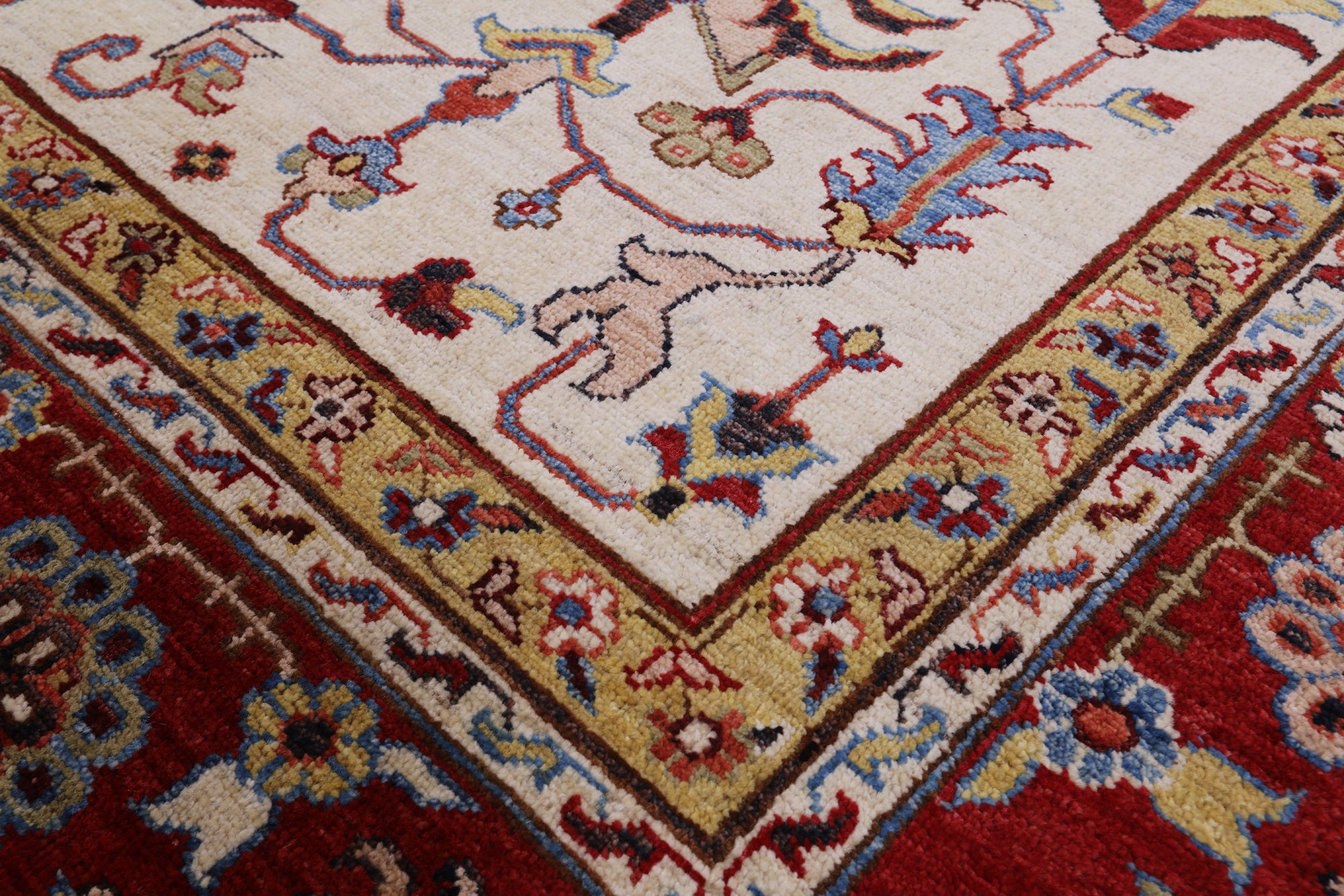 Blue Fine Serapi Hand Knotted Wool Rug - 8' 10" X 11' 9" - Golden Nile