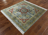 5' X 5' Square High End Persian 100% Silk Signed Rug - Golden Nile