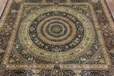 6' X 6' Hand Knotted Square High End Persian 100% Silk Rug - Golden Nile
