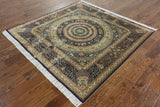 6' X 6' Hand Knotted Square High End Persian 100% Silk Rug - Golden Nile