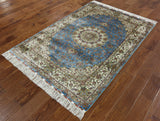 4' X 6' Signed Persian High End 100% Silk Handmade Rug - Golden Nile