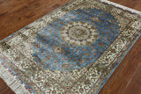 4' X 6' Signed Persian High End 100% Silk Handmade Rug - Golden Nile