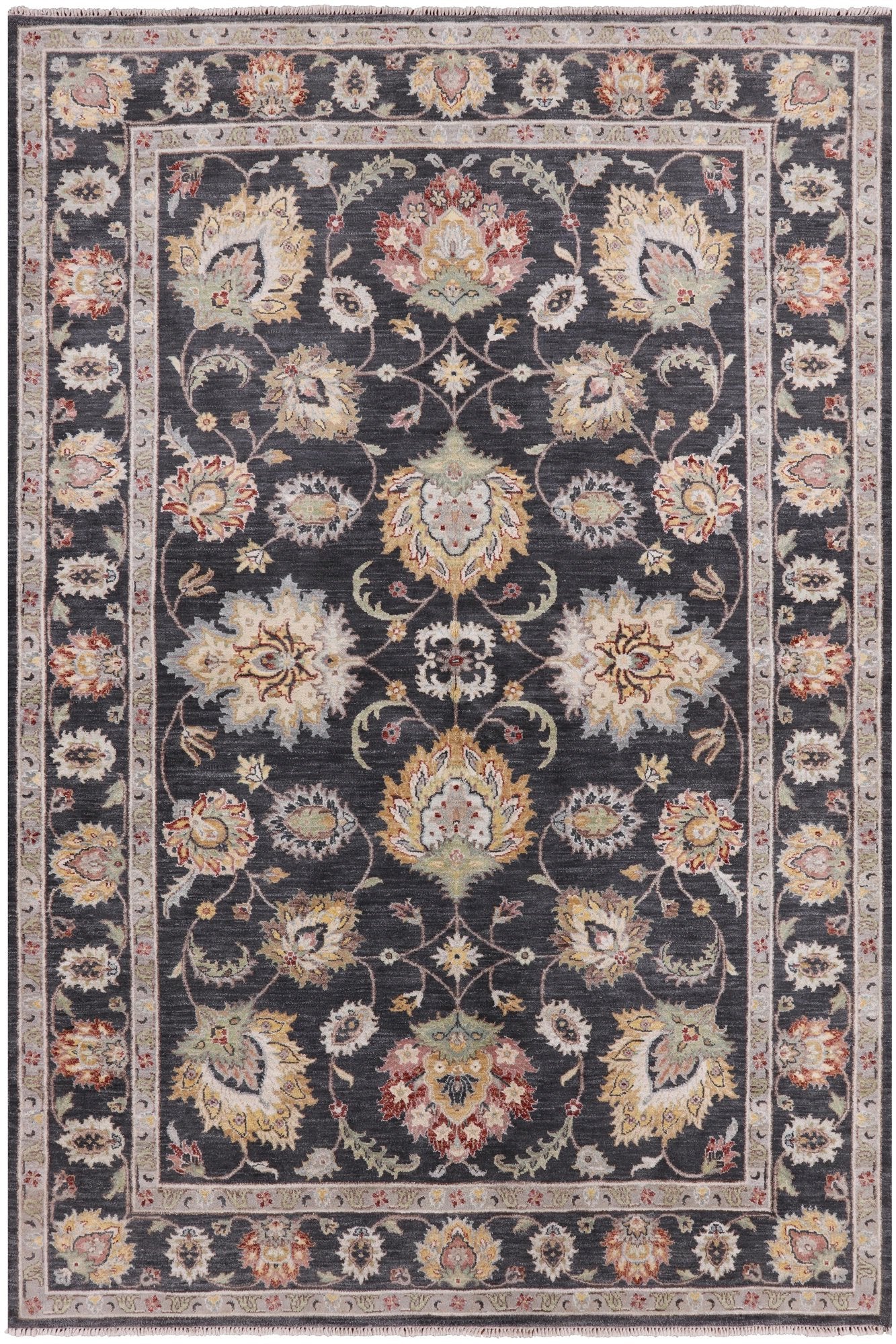 Grey Peshawar Handmade Wool Rug - 6' 3" X 9' 3" - Golden Nile
