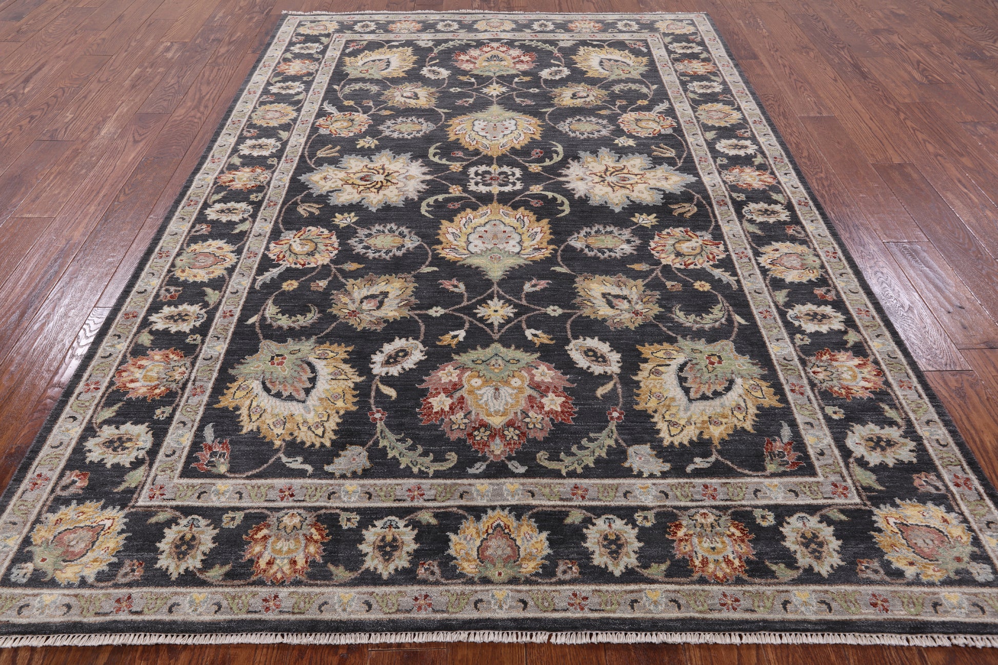 Grey Peshawar Handmade Wool Rug - 6' 3" X 9' 3" - Golden Nile