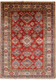 Red Super Kazak Handmade Area Rug - 5' 9" X 7' 11" - Golden Nile