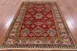 Red Super Kazak Handmade Area Rug - 5' 9" X 7' 11" - Golden Nile