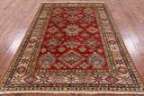 Red Super Kazak Handmade Area Rug - 5' 9" X 7' 11" - Golden Nile