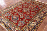 Red Super Kazak Handmade Area Rug - 5' 9" X 7' 11" - Golden Nile