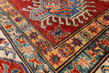 Red Super Kazak Handmade Area Rug - 5' 9" X 7' 11" - Golden Nile