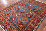 Blue Super Kazak Handmade Area Rug - 5' 8" X 7' 10" - Golden Nile