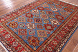 Blue Super Kazak Handmade Area Rug - 5' 8" X 7' 10" - Golden Nile