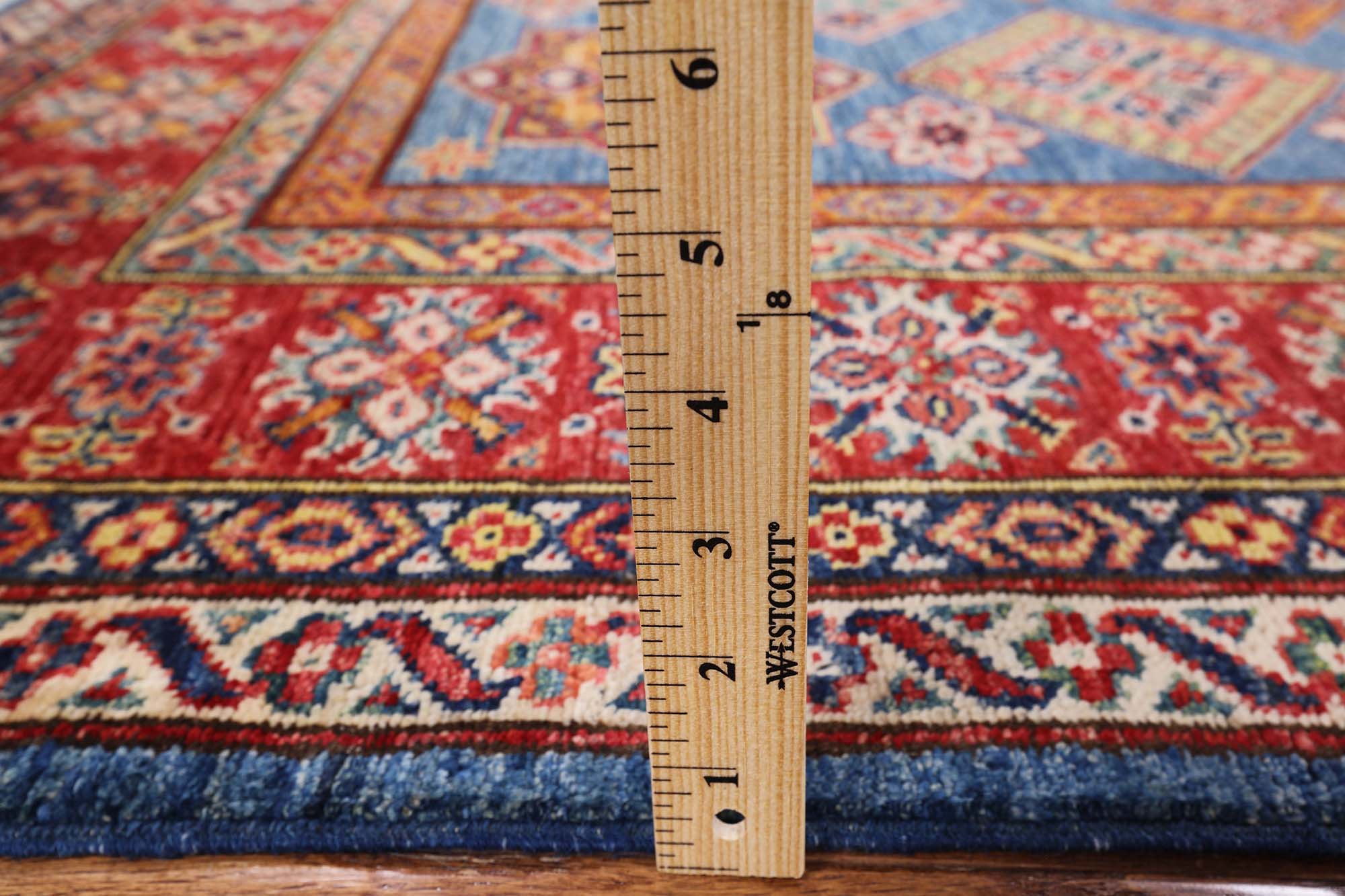 Blue Super Kazak Handmade Area Rug - 5' 8" X 7' 10" - Golden Nile