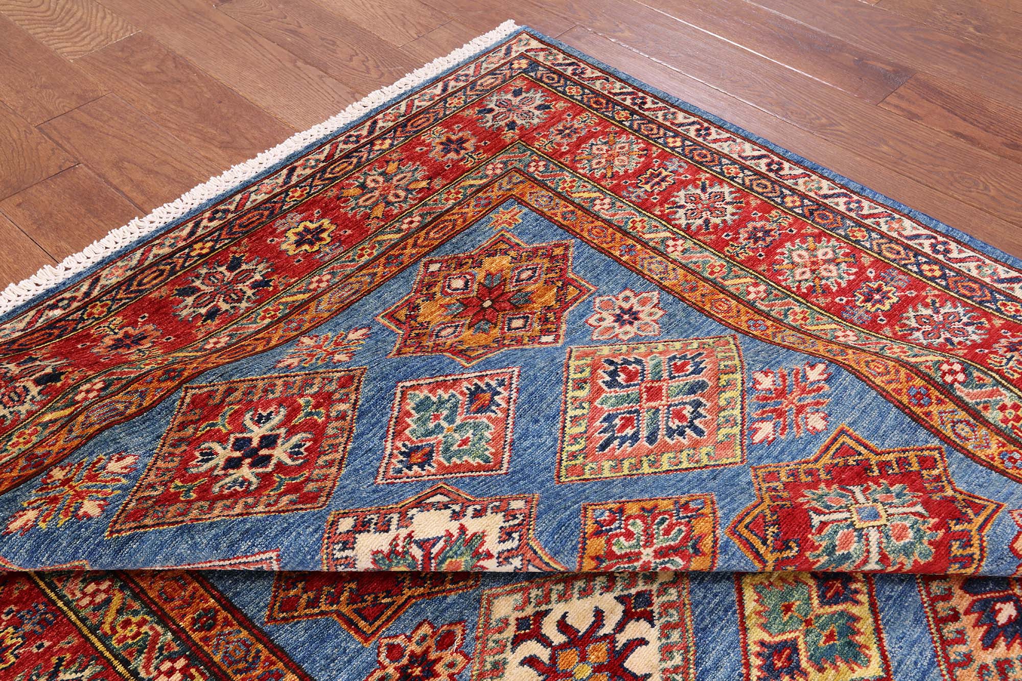 Blue Super Kazak Handmade Area Rug - 5' 8" X 7' 10" - Golden Nile