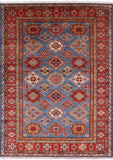 Blue Super Kazak Handmade Area Rug - 5' 8" X 7' 10" - Golden Nile