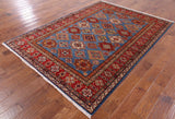 Blue Super Kazak Handmade Area Rug - 5' 8" X 7' 10" - Golden Nile