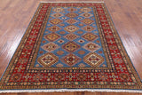 Blue Super Kazak Hand Knotted Area Rug - 5' 9" X 8' 1" - Golden Nile