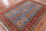 Blue Super Kazak Hand Knotted Area Rug - 5' 9" X 8' 1" - Golden Nile