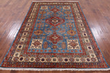 Blue Super Kazak Handmade Area Rug - 5' 8" X 8' 2" - Golden Nile