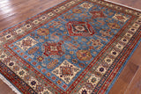 Blue Super Kazak Handmade Area Rug - 5' 8" X 8' 2" - Golden Nile