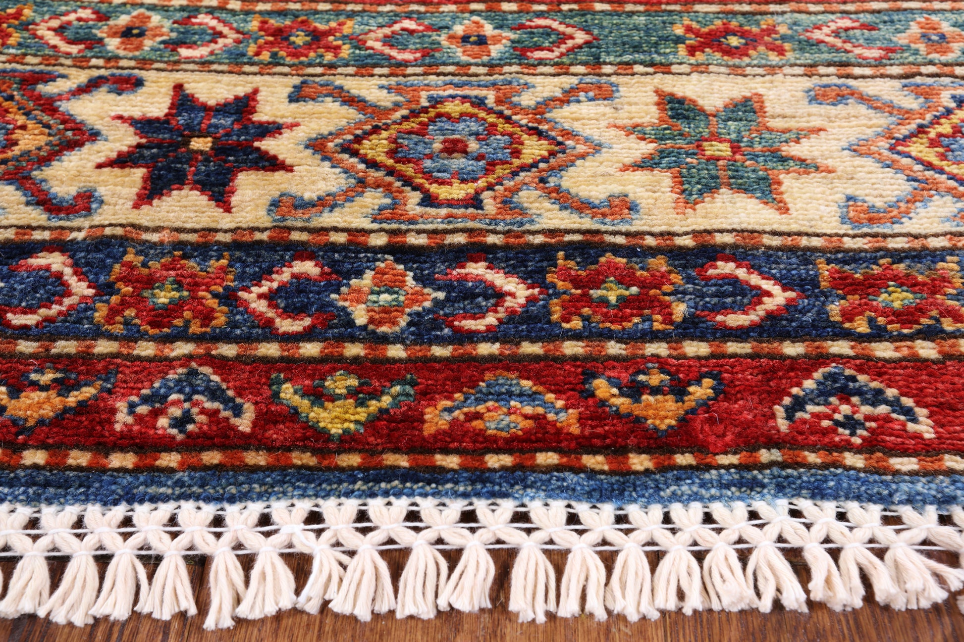 Blue Super Kazak Handmade Area Rug - 5' 8" X 8' 2" - Golden Nile