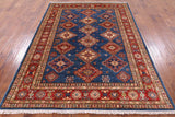 Blue Super Kazak Hand Knotted Area Rug - 5' 10" X 8' 0" - Golden Nile