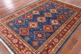 Blue Super Kazak Hand Knotted Area Rug - 5' 10" X 8' 0" - Golden Nile