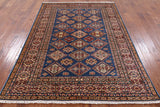 Blue Super Kazak Hand Knotted Area Rug - 5' 6" X 7' 9" - Golden Nile