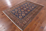 Blue Super Kazak Hand Knotted Area Rug - 5' 6" X 7' 9" - Golden Nile