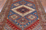 Blue Super Kazak Hand Knotted Area Rug - 5' 11" X 7' 8" - Golden Nile