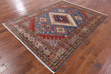 Blue Super Kazak Hand Knotted Area Rug - 5' 11" X 7' 8" - Golden Nile