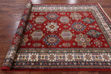 Red Super Kazak Hand Knotted Wool Area Rug - 5' 8" X 7' 11" - Golden Nile