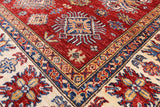 Red Super Kazak Hand Knotted Area Rug - 5' 6" X 7' 8" - Golden Nile