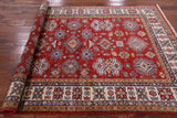 Red Super Kazak Hand Knotted Area Rug - 5' 6" X 7' 8" - Golden Nile