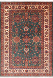 Green Super Kazak Hand Knotted Wool Area Rug - 5' 7" X 8' 0" - Golden Nile