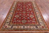 Red Super Kazak Hand Knotted Wool Area Rug - 6' 0" X 9' 0" - Golden Nile