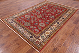 Red Super Kazak Hand Knotted Wool Area Rug - 6' 0" X 9' 0" - Golden Nile