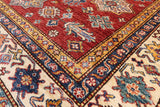 Red Super Kazak Hand Knotted Wool Area Rug - 6' 0" X 9' 0" - Golden Nile