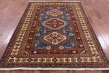 Blue Super Kazak Hand Knotted Wool Area Rug - 5' 8" X 7' 8" - Golden Nile