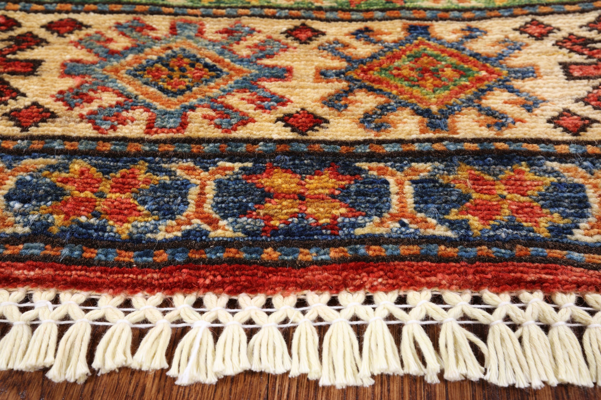 Red Super Kazak Hand Knotted Wool Rug - 5' 7" X 7' 8" - Golden Nile