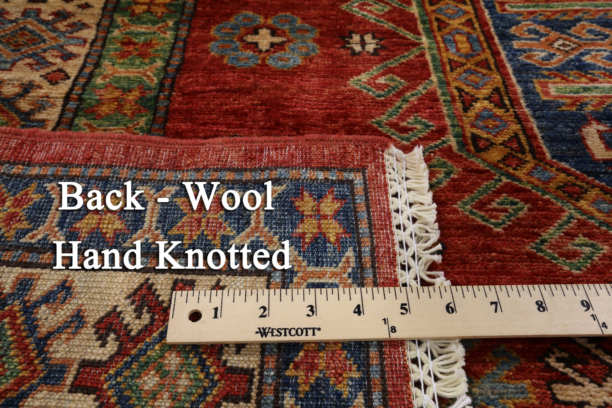 Red Super Kazak Hand Knotted Wool Rug - 5' 7" X 7' 8" - Golden Nile