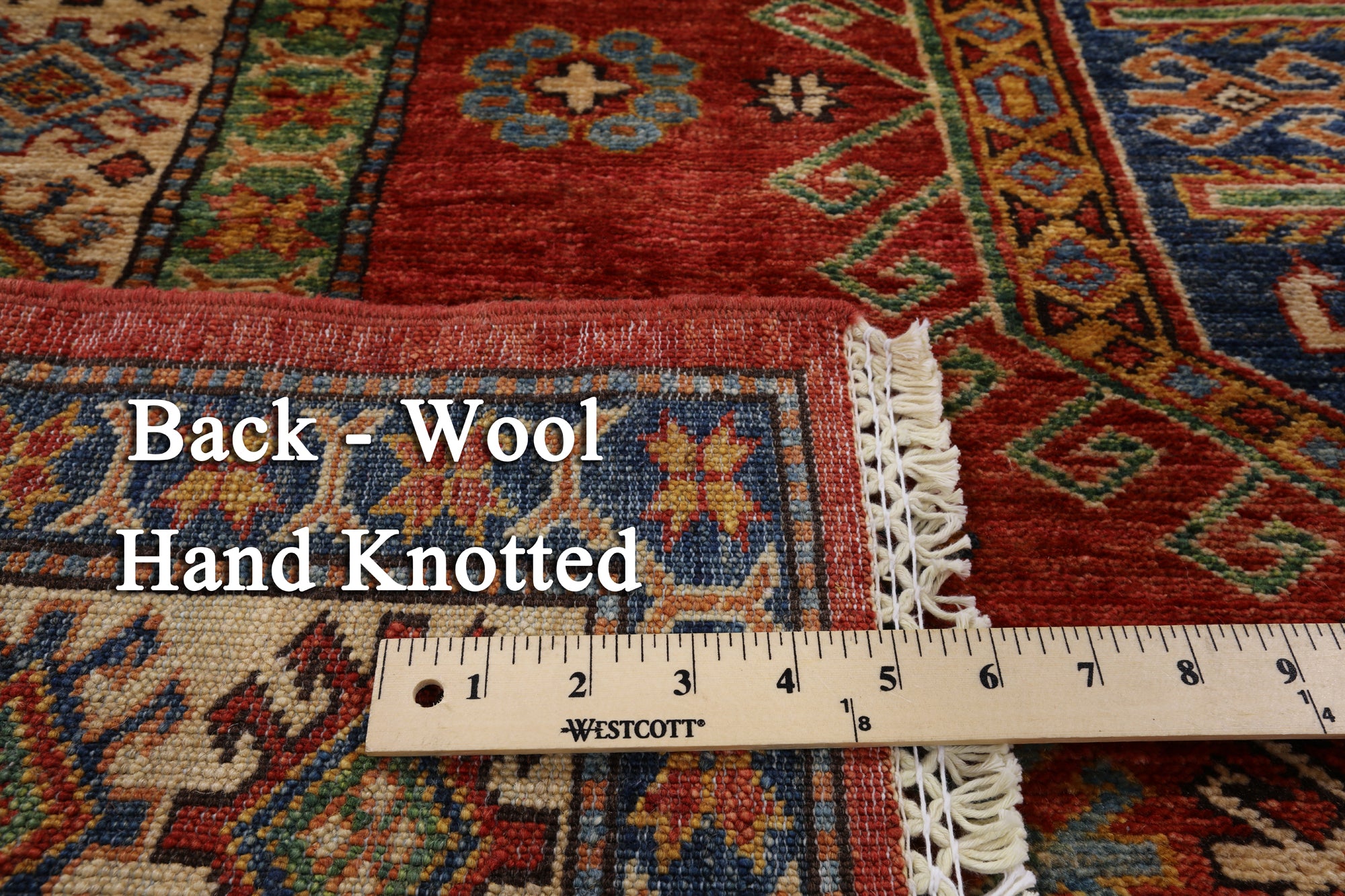 Red Super Kazak Hand Knotted Wool Rug - 5' 7" X 7' 8" - Golden Nile