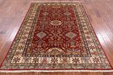 Red Super Kazak Handmade Area Rug - 5' 6" X 7' 7" - Golden Nile