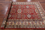 Red Super Kazak Handmade Area Rug - 5' 6" X 7' 7" - Golden Nile