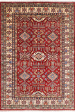 Red Super Kazak Hand Knotted Area Rug - 5' 6" X 7' 11" - Golden Nile
