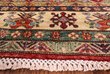 Red Super Kazak Hand Knotted Area Rug - 5' 6" X 7' 11" - Golden Nile