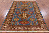 Blue Super Kazak Handmade Area Rug - 5' 10" X 7' 7" - Golden Nile