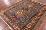 Blue Super Kazak Handmade Area Rug - 5' 10" X 7' 7" - Golden Nile